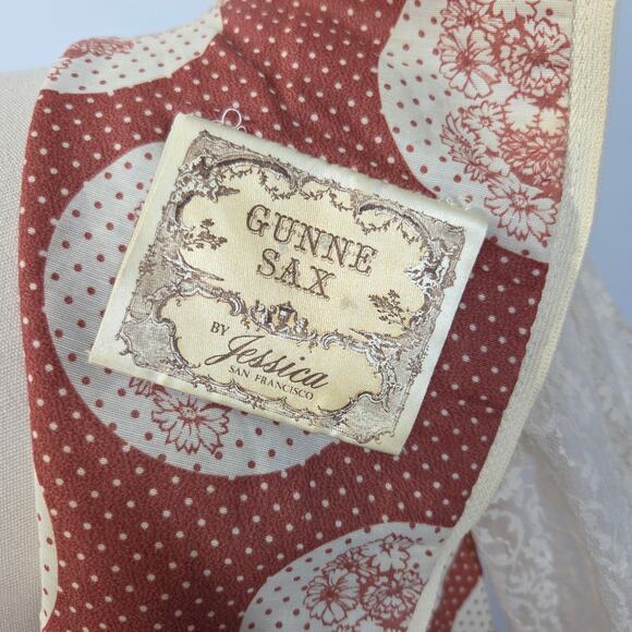 Gunne Sax Red Floral Milkmaid Maxi Dress Size 13 Calico Vintage 70s Prairie - Picture 14 of 14